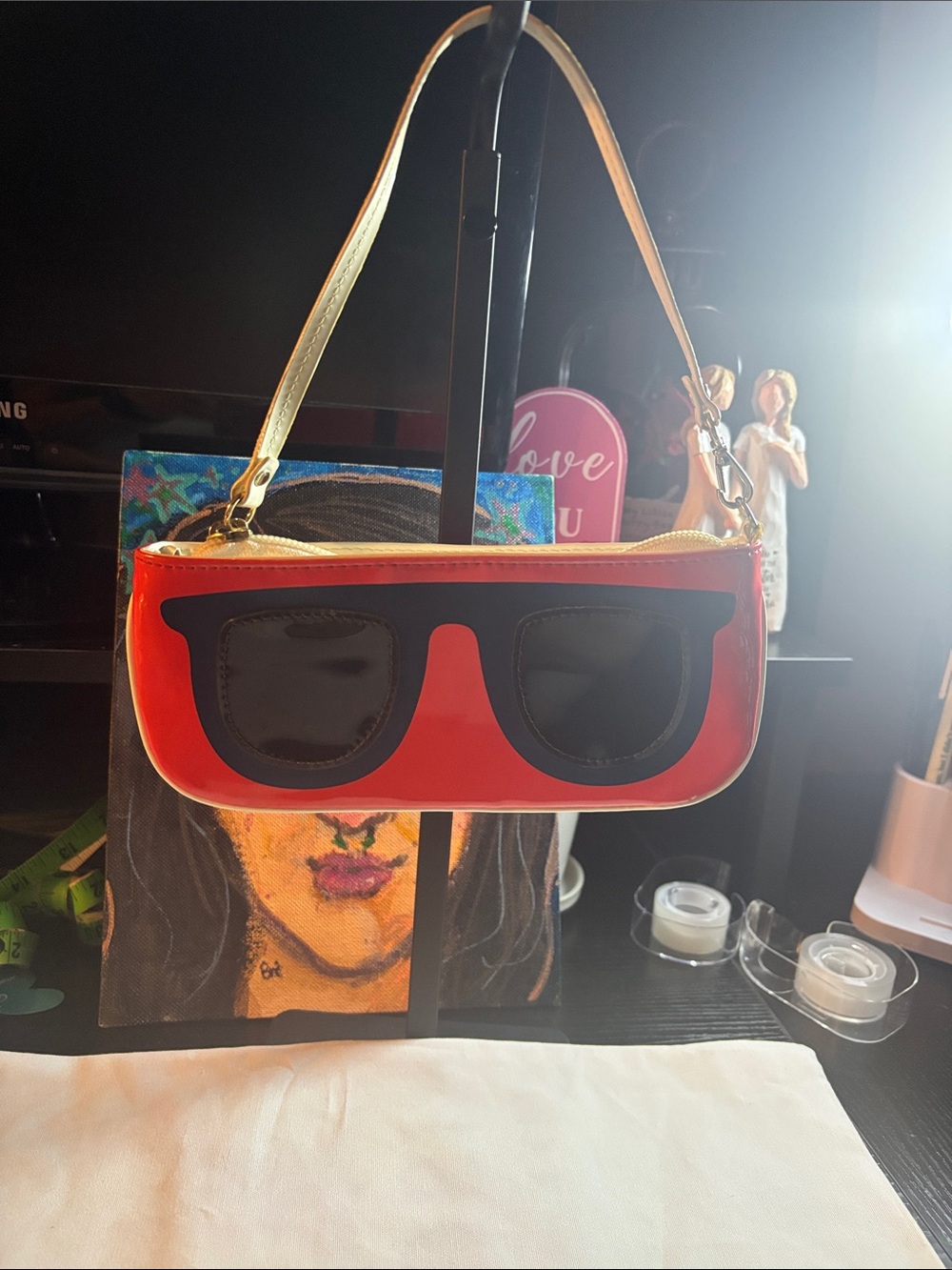 kate spade Red Sunglasses Wristlet with Black Applique